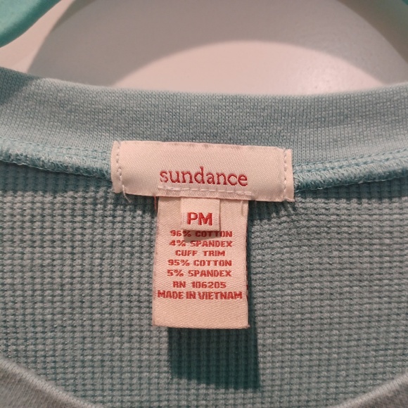 LIKE NEW SUNDANCE PM DUST AQUA COTTON THERMAL CREW NECK TOP! - Picture 4 of 4